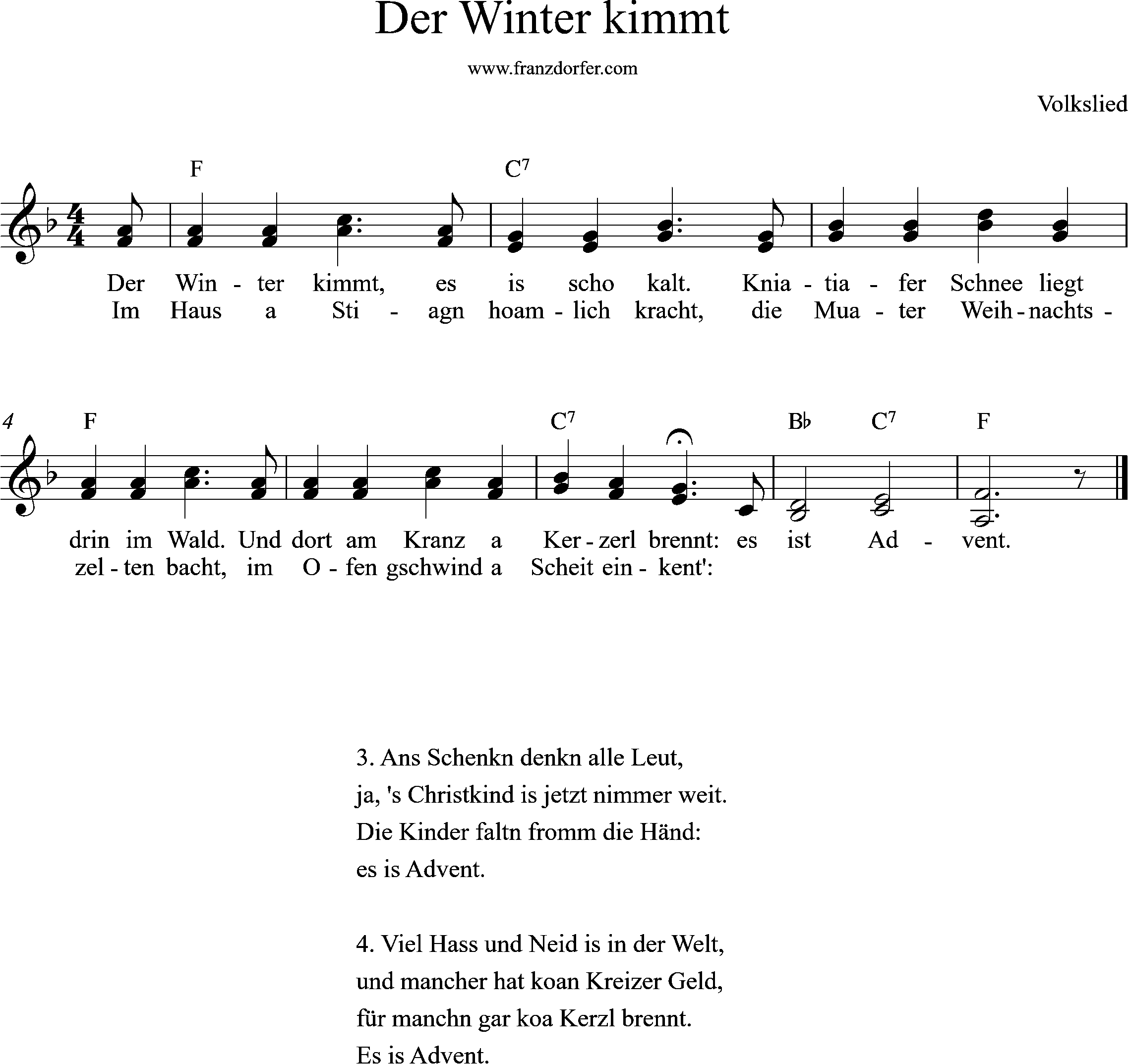 Akkordeonnoten, Chords, F-Dur